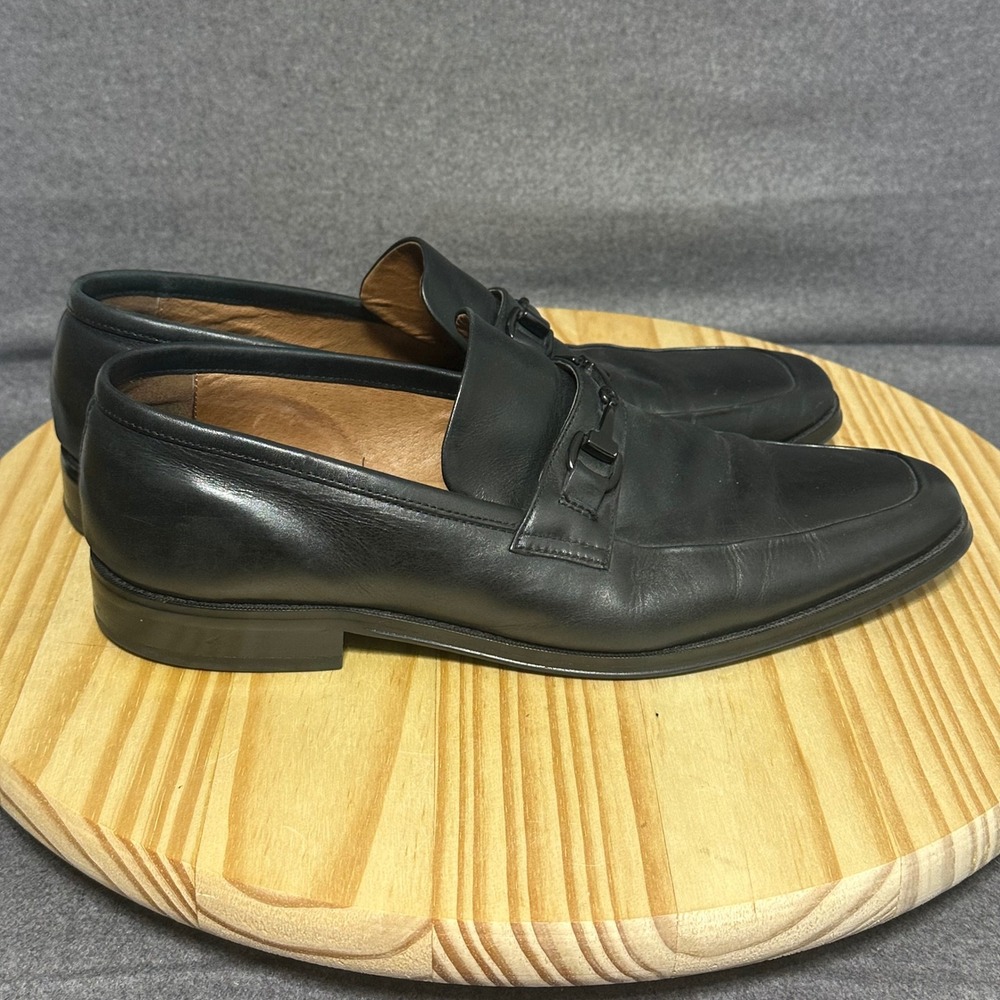 Blake McKay Mens‎ Black Leather Bit Loafers Size 11.5 M6 Apron Toe Dress Shoes